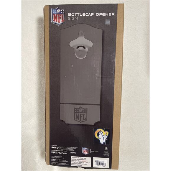 MAN CAVE NFL Los Angeles Ram’s Wall Bottle Opener Sign- NIB - Picture 1 of 4
